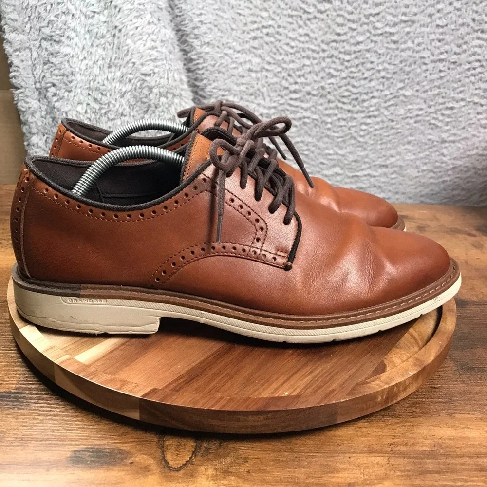 Cole Haan Go To Plain Toe Oxford Mens 10.5M British Tan Leather Derby Shoes